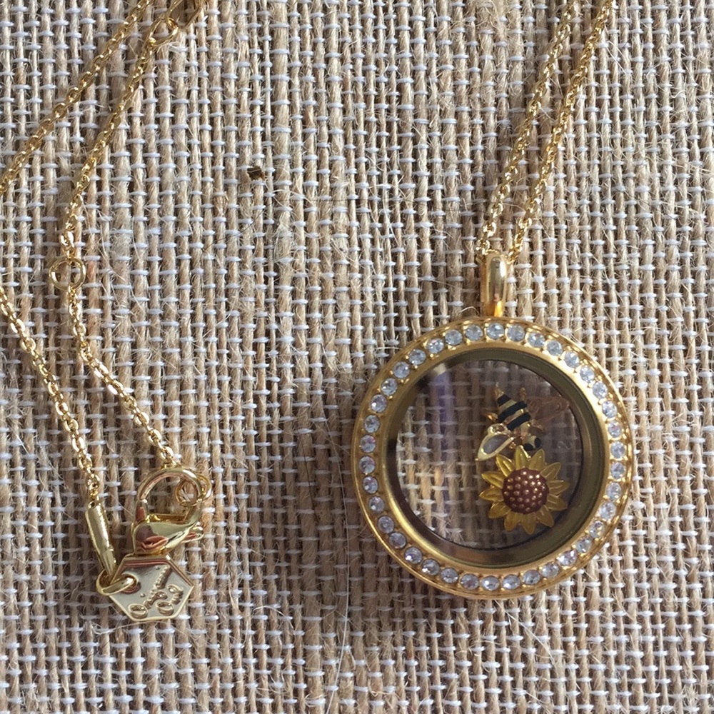 Origami Owl gold locket necklace